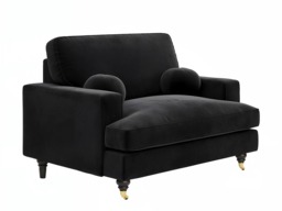 SOLACE+CO Addison Loveseat with Caster Legs Black Velvet - thumbnail 4