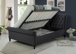 Sareer Richmond Fabric Ottoman Bed Frame-Dark Grey-Double - thumbnail 4