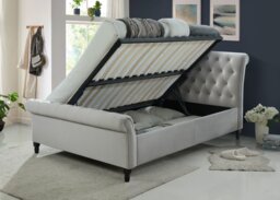 Sareer Richmond Fabric Ottoman Bed Frame-Dark Grey-Double - thumbnail 3