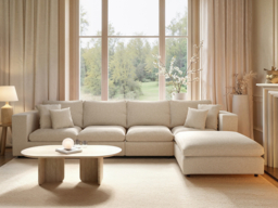 SOLACE+CO Asher Large Sofa with Reversible Footstool Beige Boucle - thumbnail 2