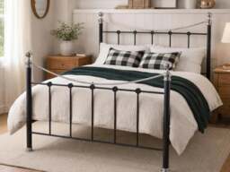 Wholesale Beds Cambridge Platform Bed Frame Metal Chrome Finials - Small Double - White - thumbnail 2