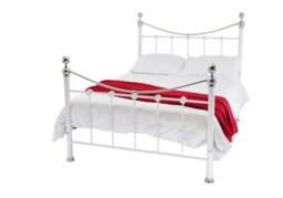 Wholesale Beds Cambridge Platform Bed Frame Metal Chrome Finials - Small Double - White - thumbnail 4