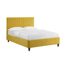LPD Lexie Mustard Velvet Fabric Bed Frame - thumbnail 3