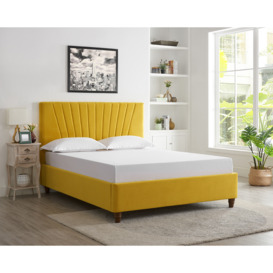 LPD Lexie Mustard Velvet Fabric Bed Frame - thumbnail 2