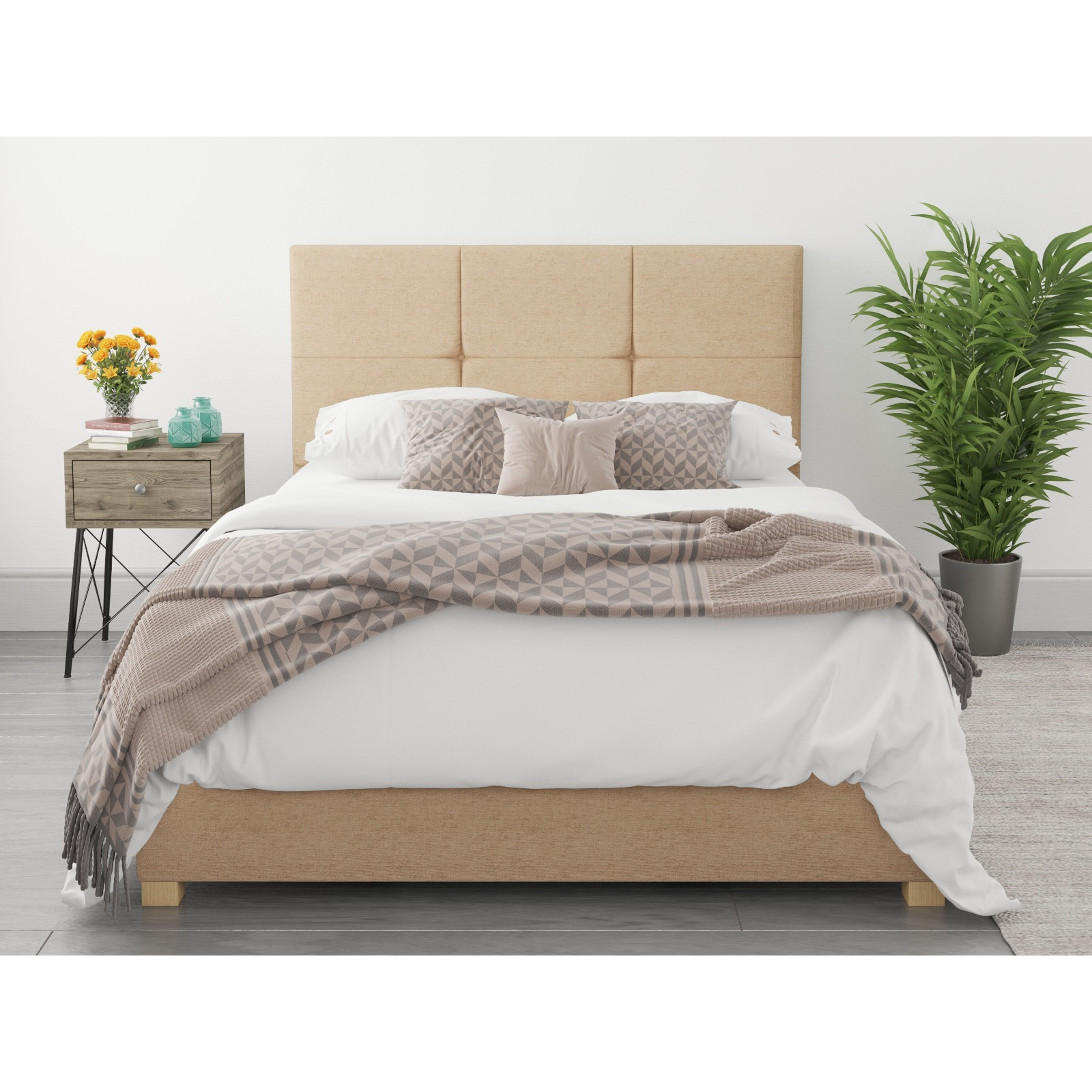 Aspire Caine Ottoman Bed Firenza Velour Champagne SuperKing - image 1