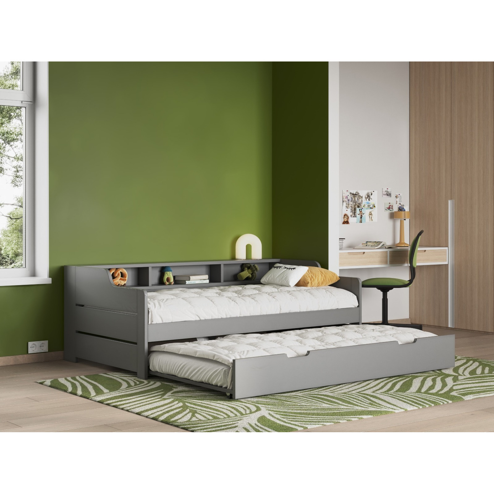 Noomi Enzo Day Bed With Trundle Grey (FSC-Certified) - image 1