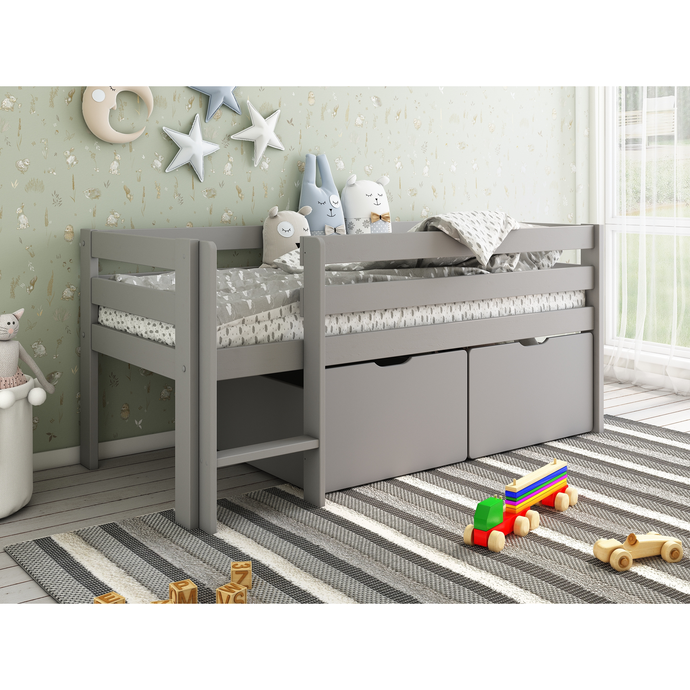 Noomi Shorty Midsleeper With Crate Drawer Set (FSC-Certified) Grey