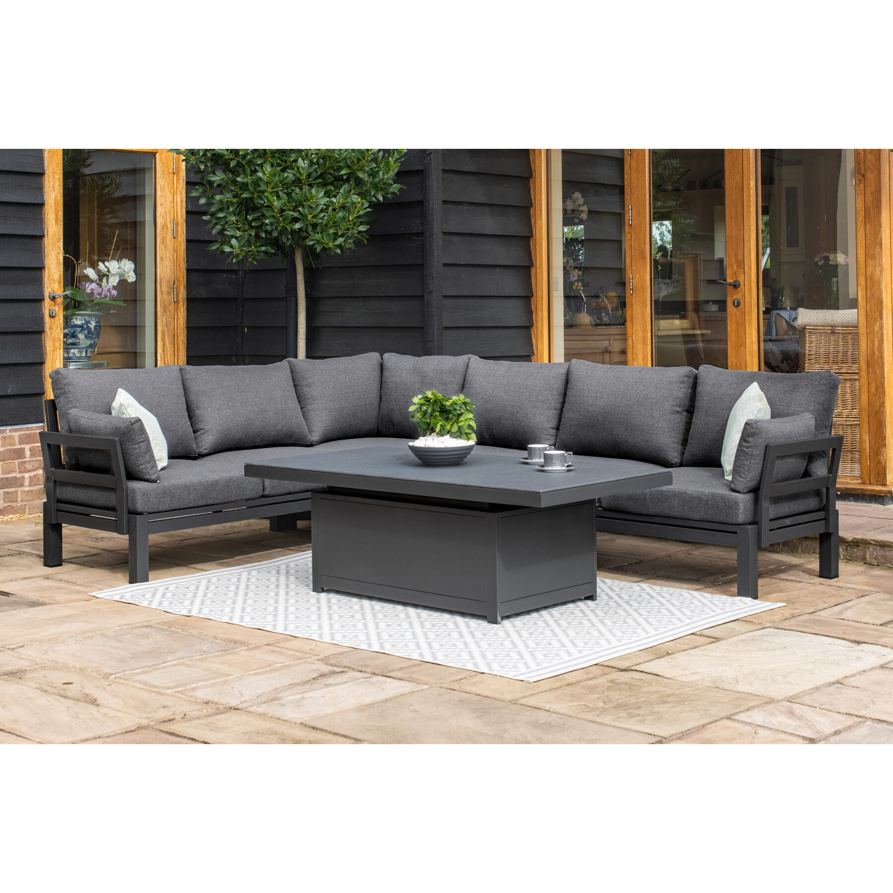 Maze Oslo Corner Group with Rising Table - Charcoal