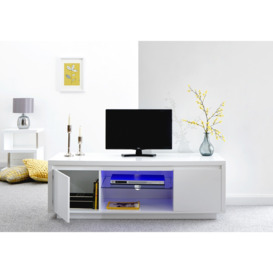 GFW Polar High Gloss LED Large TV Unit White - thumbnail 2