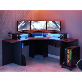 Recoil Quartz LED Corner Computer Gaming Desk - thumbnail 1