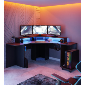 Recoil Quartz LED Corner Computer Gaming Desk - thumbnail 2