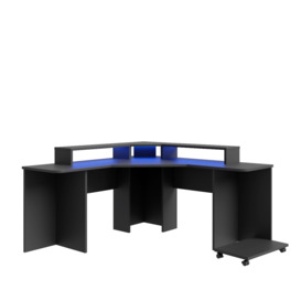 Recoil Quartz LED Corner Computer Gaming Desk - thumbnail 3