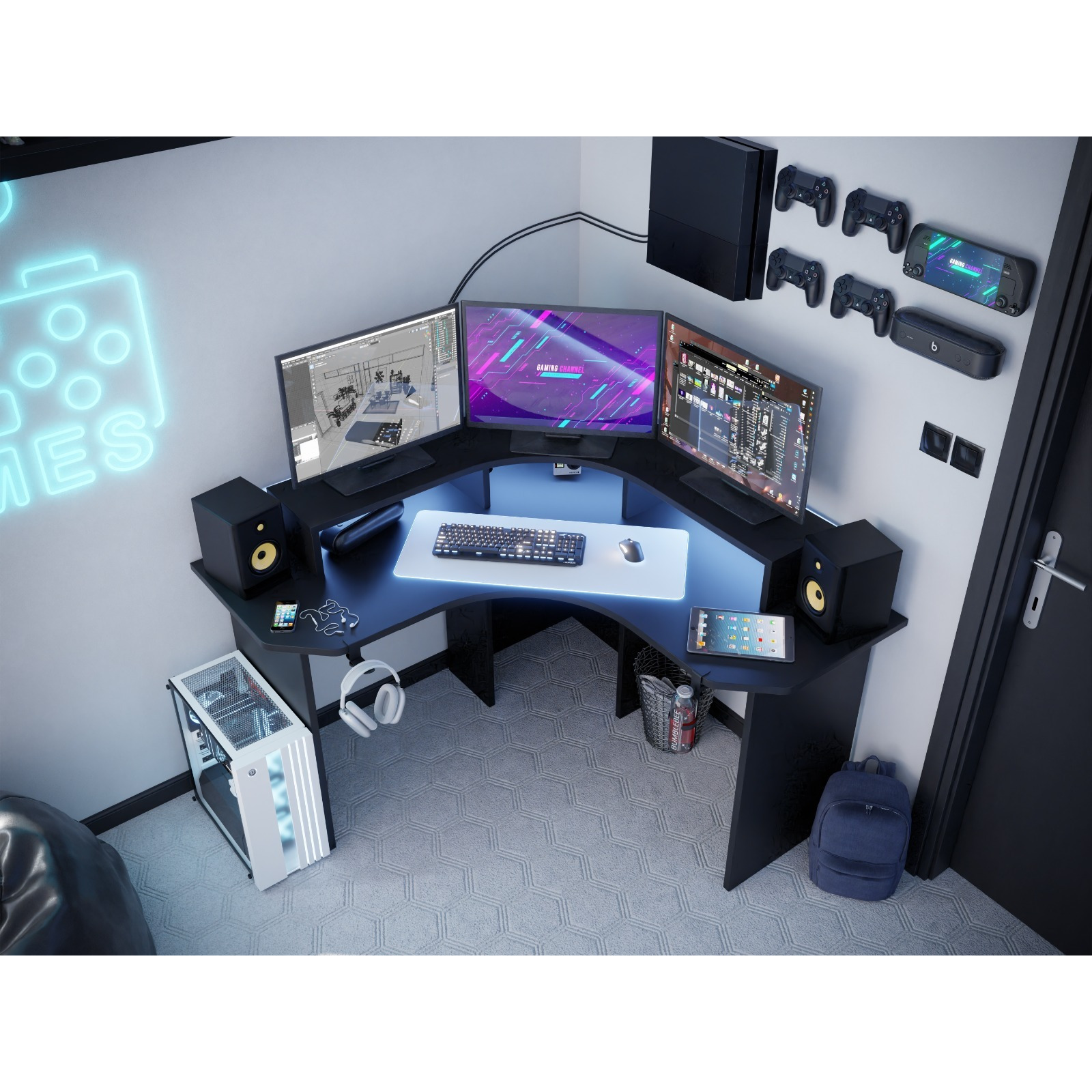 Recoil Topaz Compact Corner Gaming Desk - image 1