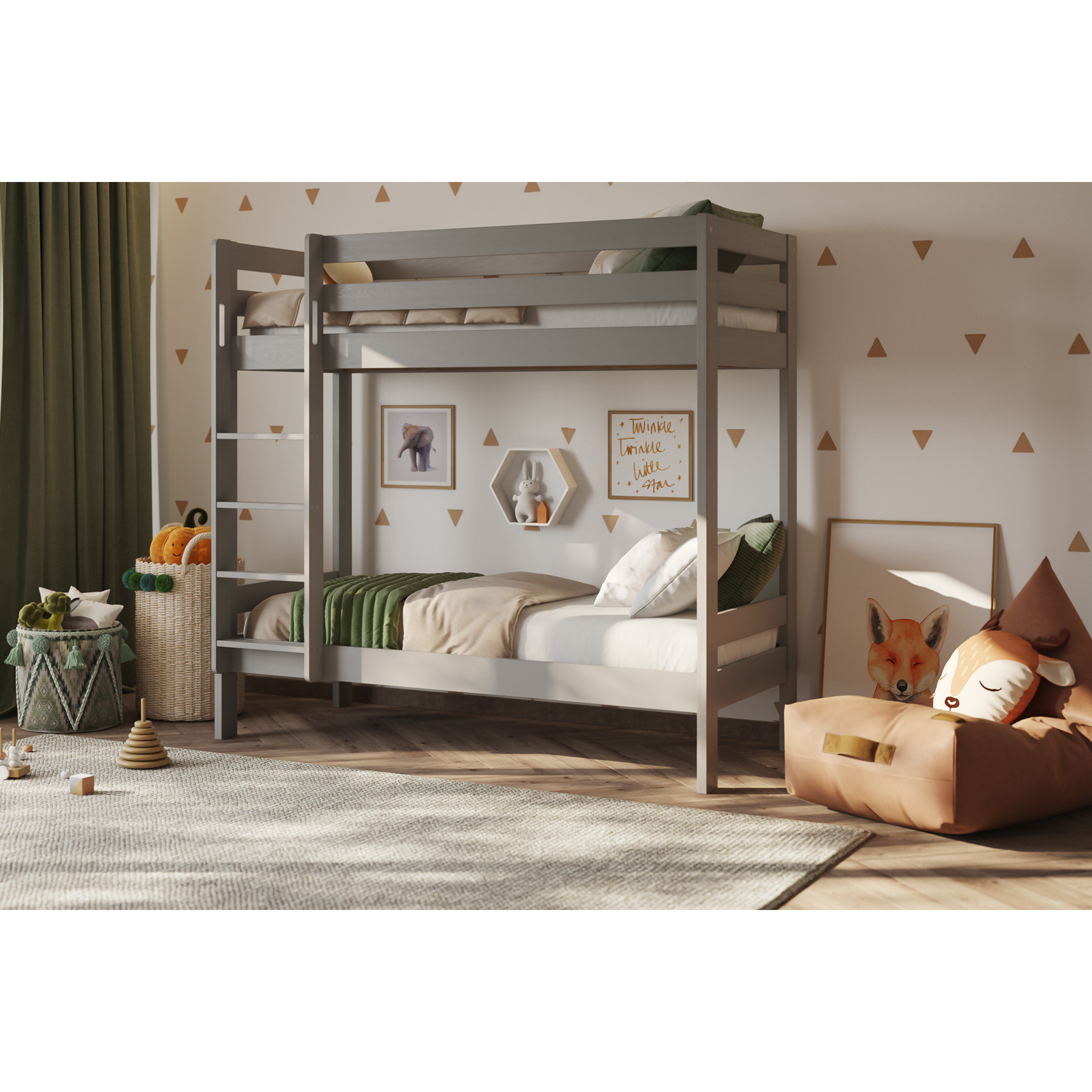 Noomi Nora Solid Wood Shorty Bunk Bed (FSC Certified) Grey - image 1