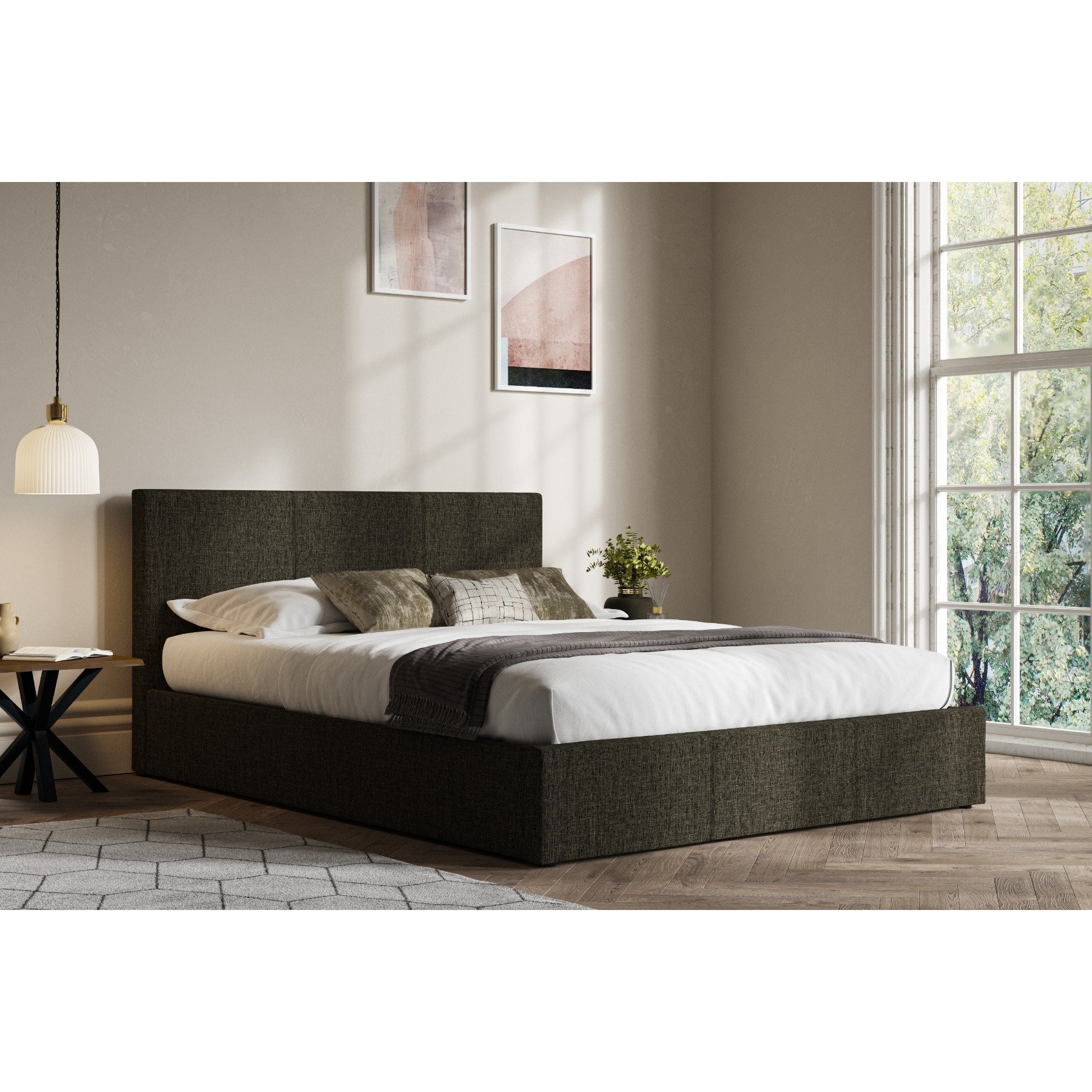 Emporia Beds Stirling Charcoal Fabric Ottoman Bed Frame Kingsize - image 1