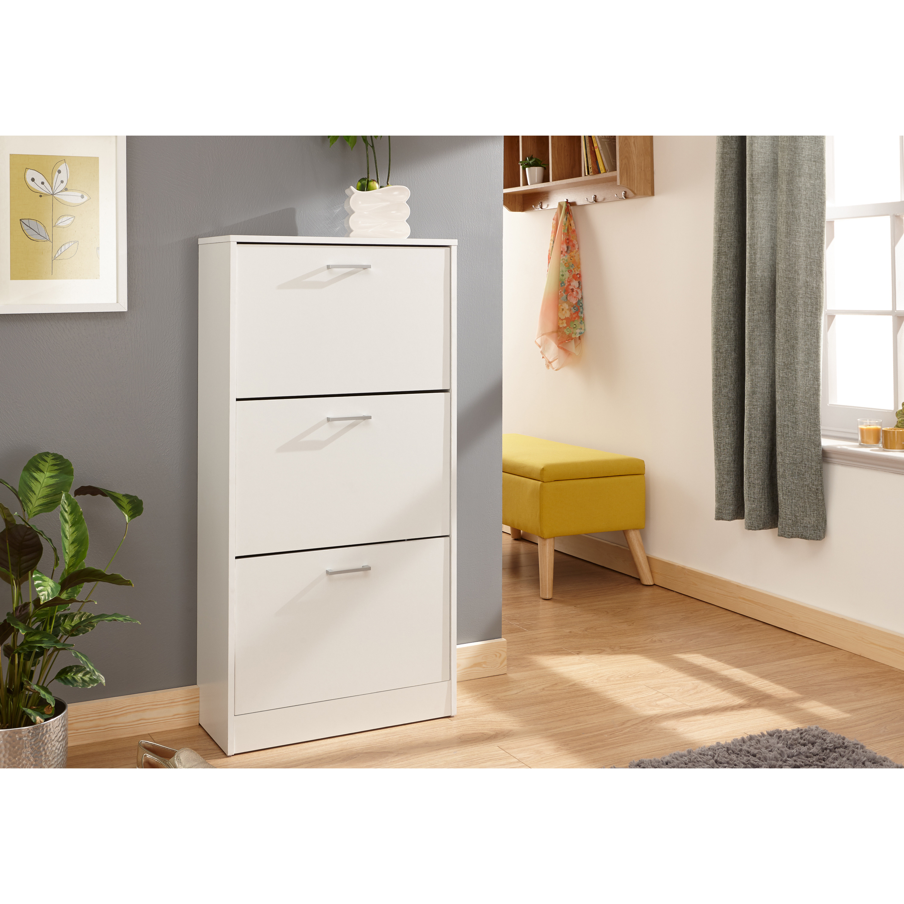 GFW Stirling Three Tier Shoe Cabinet White - image 1