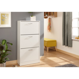 GFW Stirling Three Tier Shoe Cabinet White - thumbnail 1