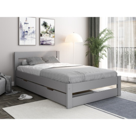 Noomi Tera Solid Wood Small Double Bed (FSC-Certified) Grey - thumbnail 2