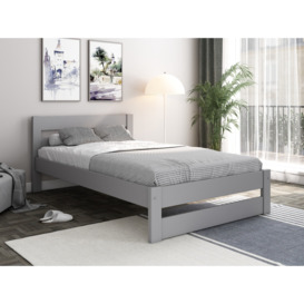 Noomi Tera Solid Wood Small Double Bed (FSC-Certified) Grey - thumbnail 1
