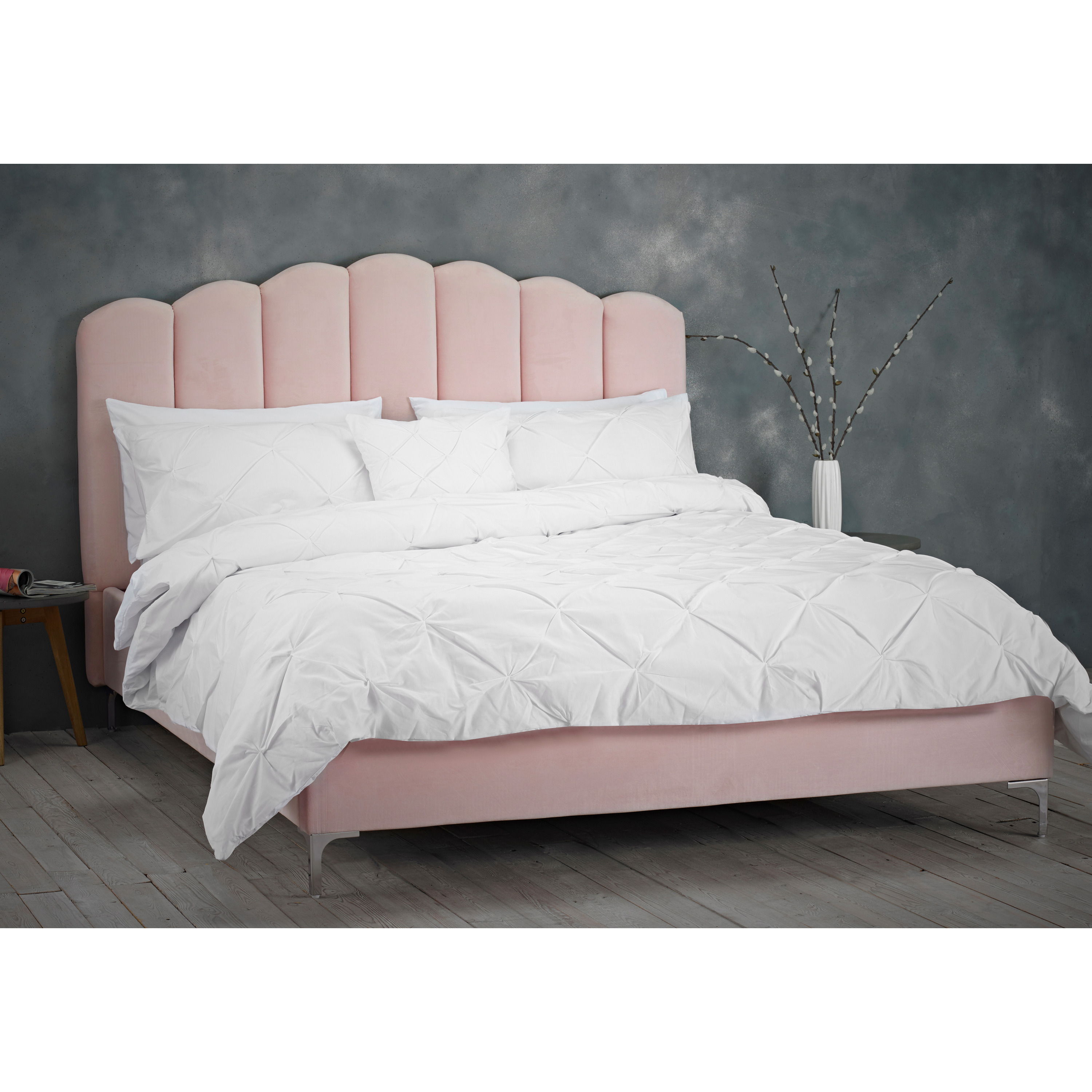 LPD Willow Pink Velvet Bed Frame Double