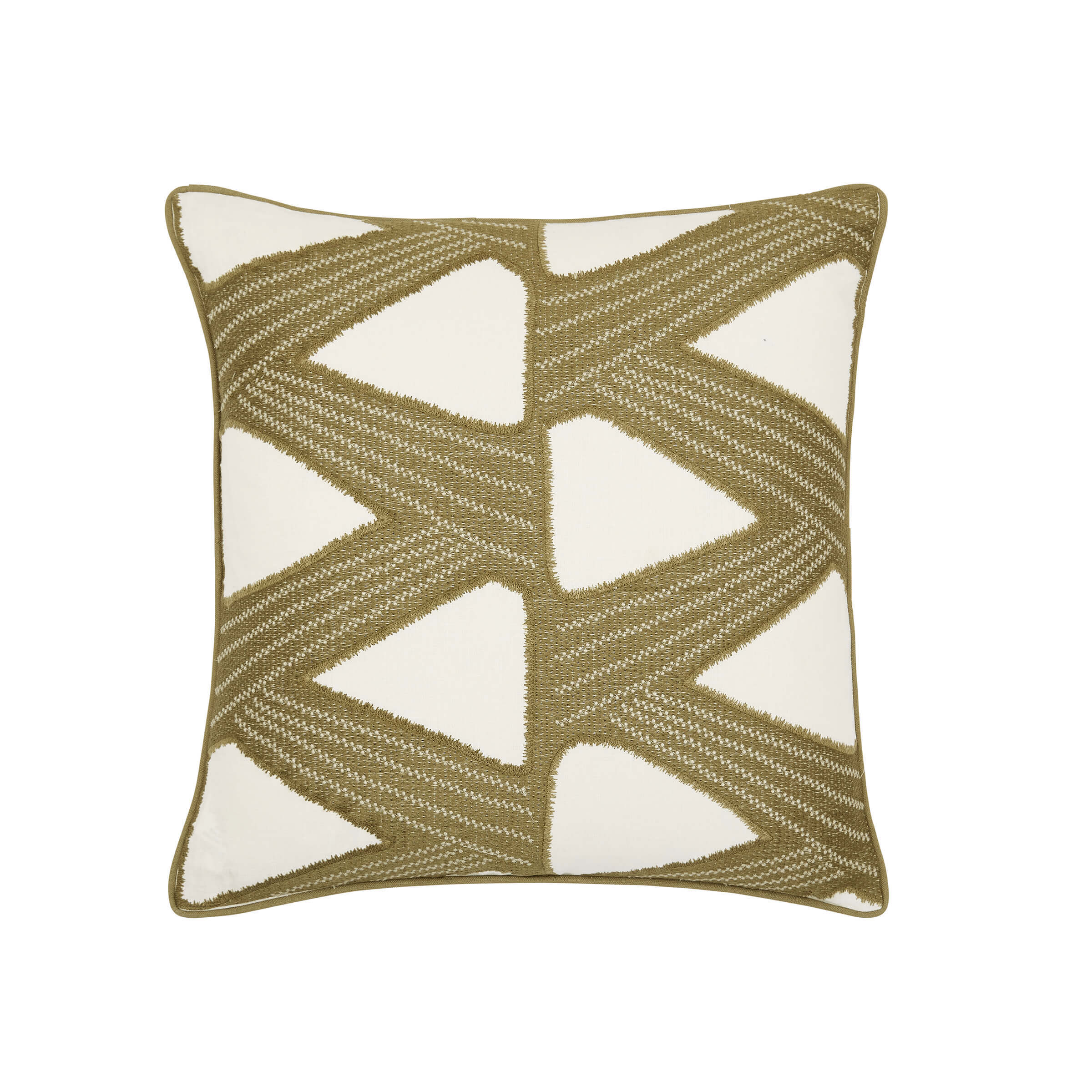Zoffany Kanoko Embroidered Cushion 50cm x 50cm, Green Stone