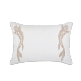 Sanderson Lotus Leaf Embroidered Cushion 60cm x 40cm, Ivory - thumbnail 1