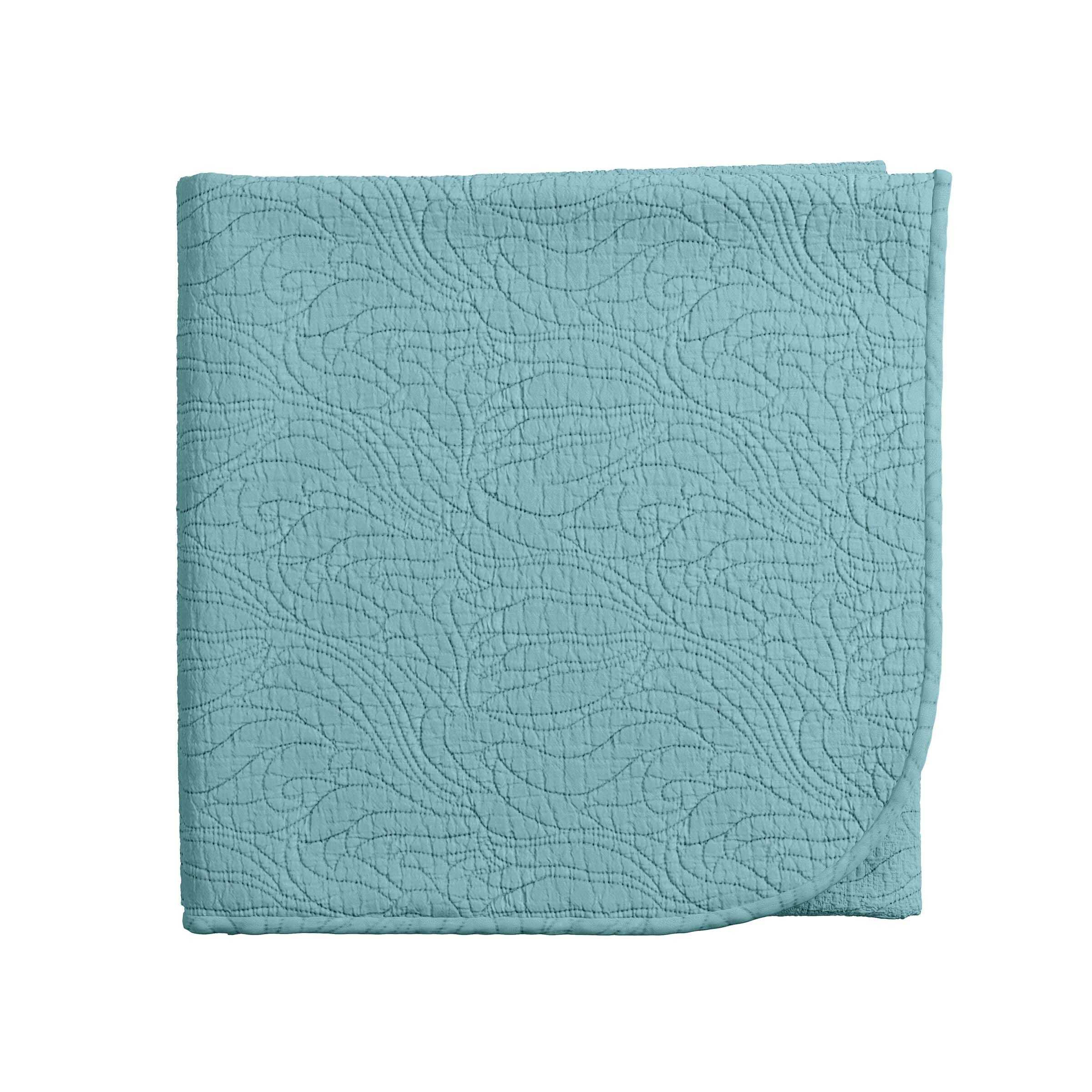 V&A Voysey Quilted Throw, Aqua