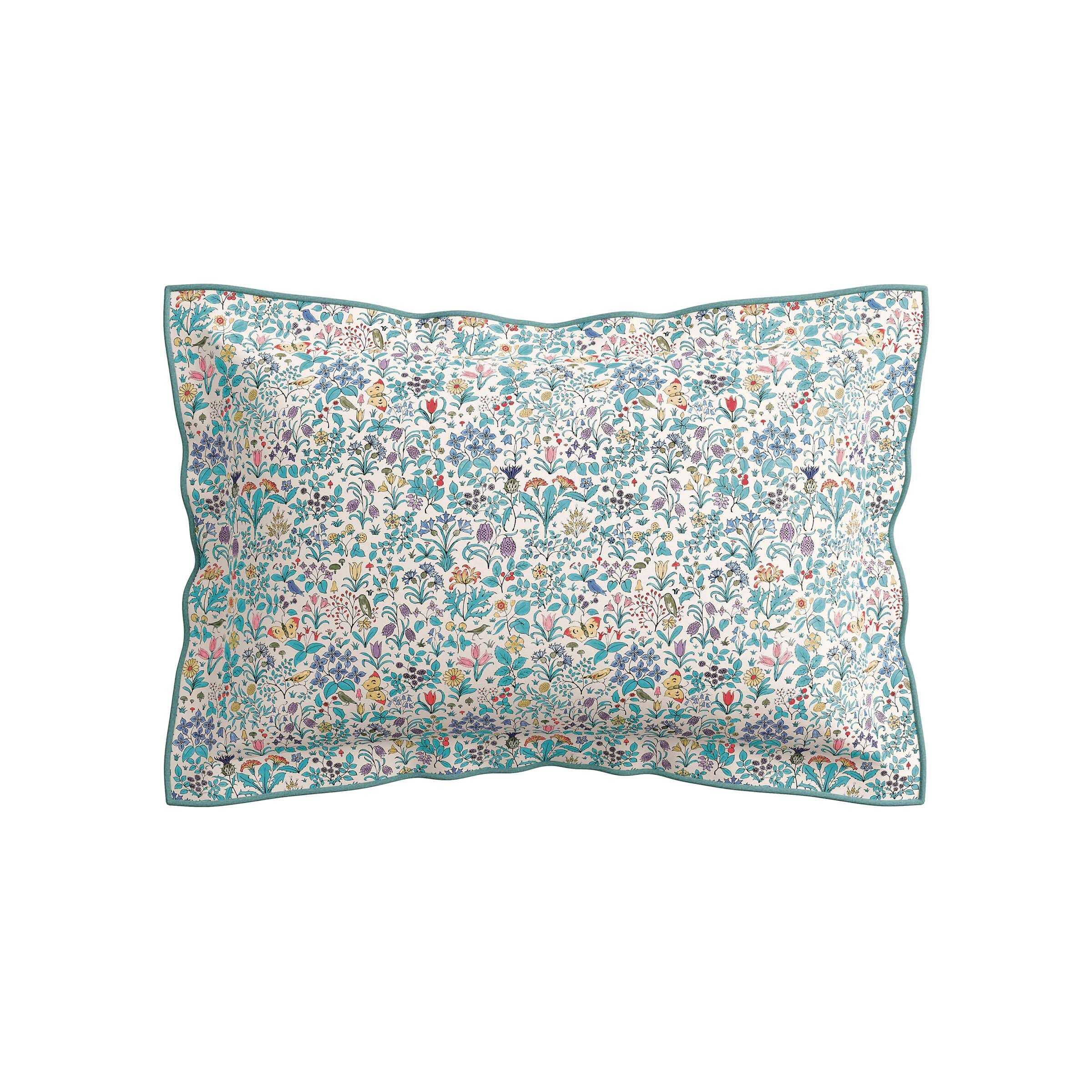 V&A Voysey Wildflower Oxford Pillowcase, Aqua
