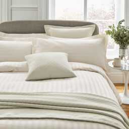 Bedeck of Belfast Fine Linens Adan Double Duvet Cover, Chalk