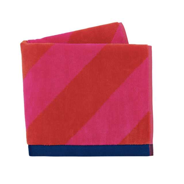 Harlequin Sophie Robinson Paper Straw Stripe Hand Towel, Ruby & Coral - image 1