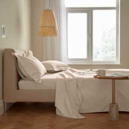 By Bedeck 500 Thread Count Plain Dye Kingsize Flat Sheet, Linen - thumbnail 2