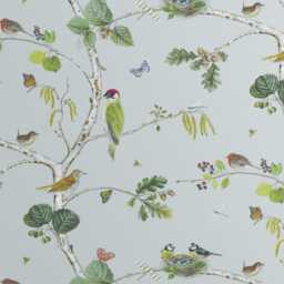 Sanderson Woodland Chorus Pair of Square Pillowcases, Blue Grey - thumbnail 2