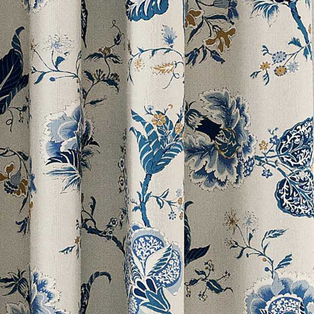 "V&A Palampore Trail Lined Curtains 66"" x 54"", Blue" - image 1