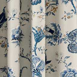 "V&A Palampore Trail Lined Curtains 66"" x 54"", Blue" - thumbnail 1