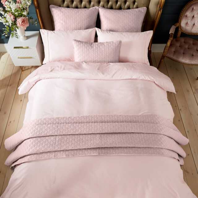 Ted Baker 250 Thread Count Plain Dye Double Duvet Cover, Soft Pink