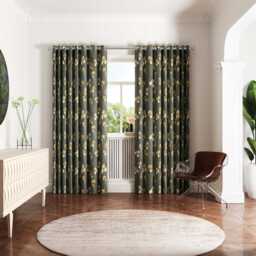 "Ted Baker Wild Iris Lined Curtains 66"" x 54"", Charcoal" - thumbnail 2