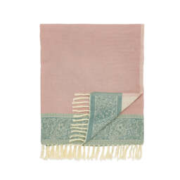 William Morris Strawberry Thief/Severne Woven Throw, Cochineal Pink - thumbnail 1