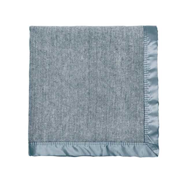 Murmur Lewin Wool Herringbone Woven Throw, Ballintoy Blue