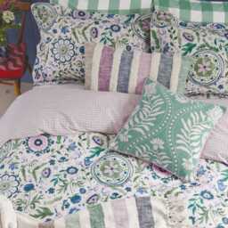Joules Festival Flowers Single Duvet Cover Set, Green - thumbnail 1