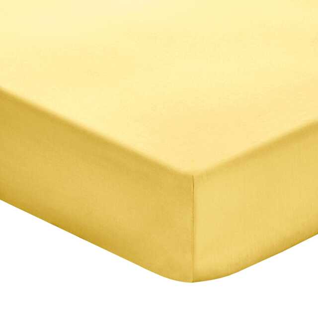 1951 Plain Dye Percale Super Kingsize Fitted Sheet, Ochre