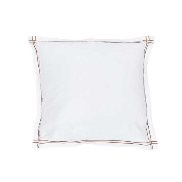 Bedeck of Belfast Zenda Pair of Square Oxford Pillowcase, Charcoal & Tan - image 1