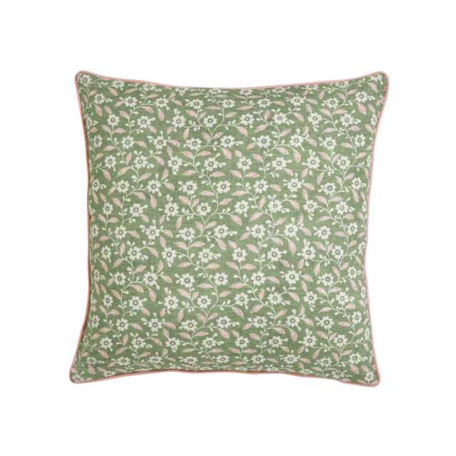 Helena Springfield Harvest Moon Folk Ditsy Cushion 45cm x 45cm, Green/Pink - image 1