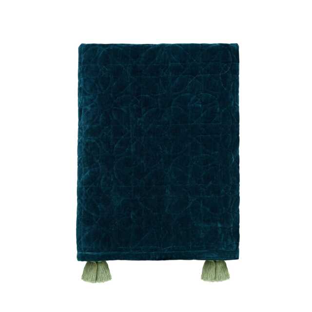 William Morris Honeysuckle & Tulip Quilted Throw, Teal - image 1