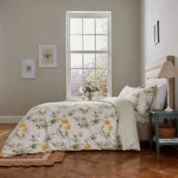 Helena Springfield Fable Passionflower Double Duvet Cover SET, Primrose & Soft Green - thumbnail 2