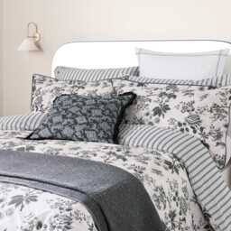 Bedeck of Belfast Florence Quilted Throw, Chalk/Charcoal - thumbnail 2