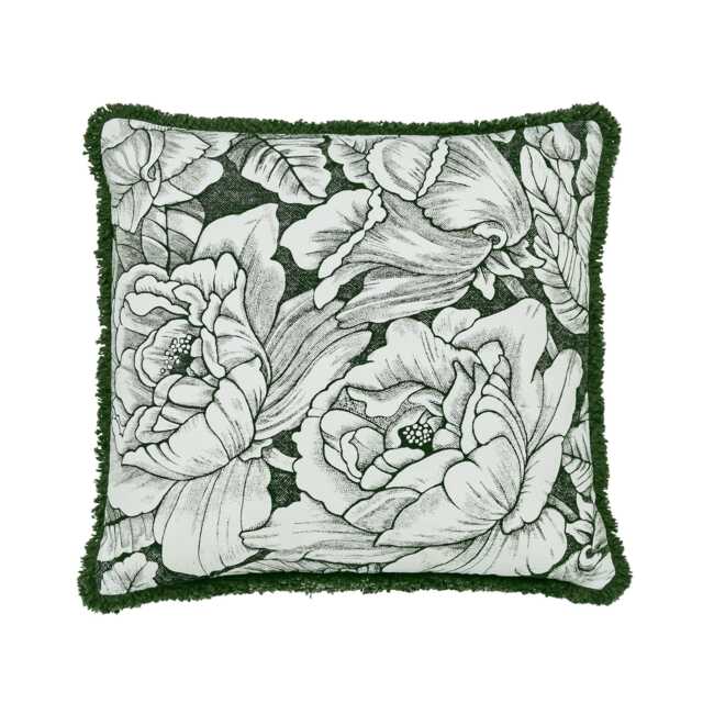 Burleigh x Bedeck of Belfast Hibiscus Fringed Edge Cushion 50cm x 50cm, Green - image 1