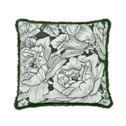 Burleigh x Bedeck of Belfast Hibiscus Fringed Edge Cushion 50cm x 50cm, Green - thumbnail 1
