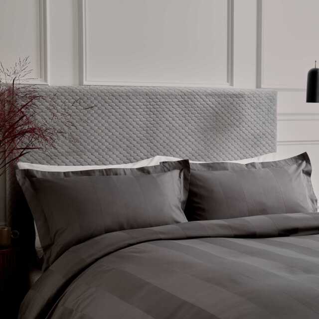 Bedeck of Belfast Fine Linens Serra Double Duvet Cover Set, Charcoal - image 1