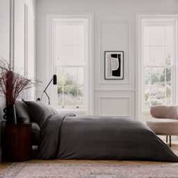 Bedeck of Belfast Fine Linens Serra Double Duvet Cover Set, Charcoal - thumbnail 2