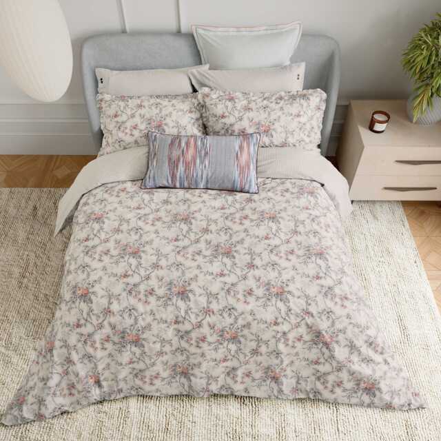 Bedeck of Belfast Estelle Double Duvet Cover Set, Chambray/Pink - image 1